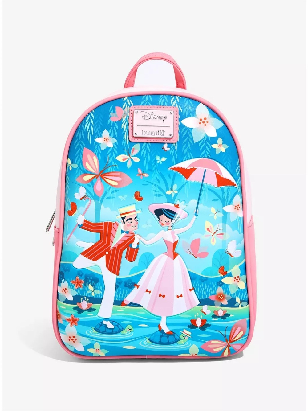 Disney x Loungefly Mary Poppins Floral Pink Blue Backpack